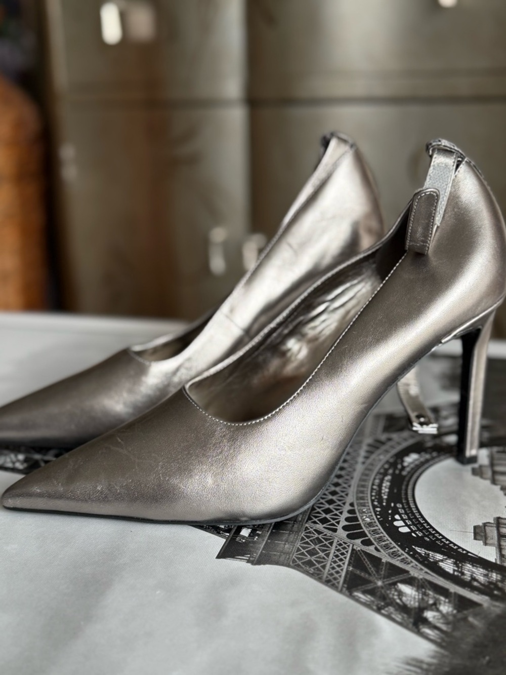 Metallic Silver Pointed-Toe High Heels - Picture 5 of 11